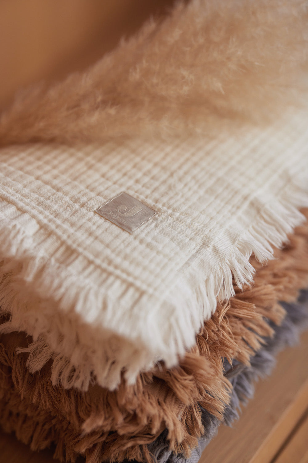 Jollein Fringe Muslinfilt 100% ekologisk bomull 75x100cm ivory