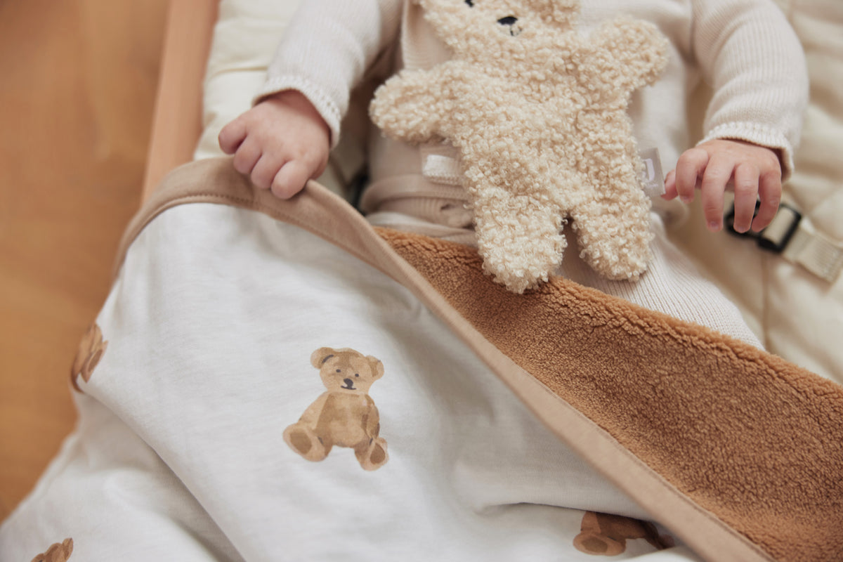 Jollein Pärlsammetfodrad bomullsfilt 75x100cm Teddy Bear