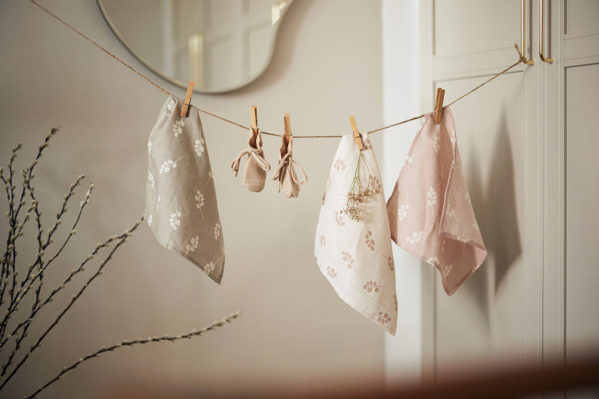 Jollein Muslin tvättlapp 31 x 31 cm Twig Wild Rose (3-pack)