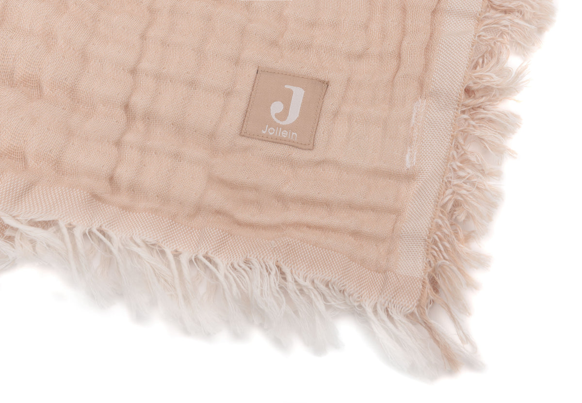 Jollein Muslinfilt Fringe 75x100cm Moonstone/Ivory GOTS