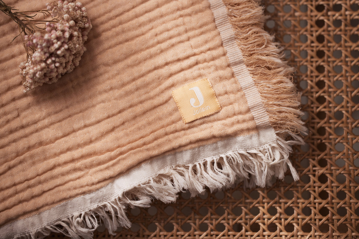 Jollein Muslinfilt Fringe 75x100cm Moonstone/Ivory GOTS