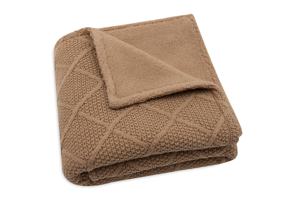 Jollein Filt 75x100cm Check Knit Biscuit/Teddy Fleece