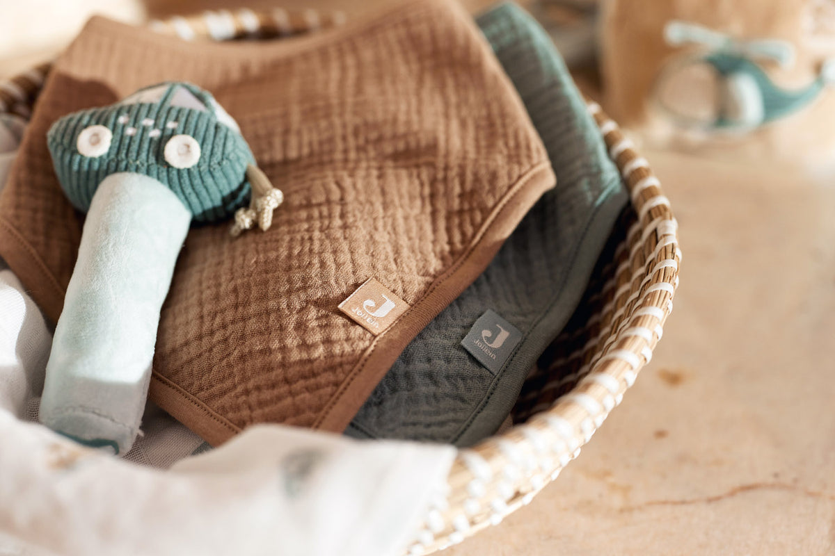 Jollein Bandana Bib Muslin Sea Green/Biscuit 2p