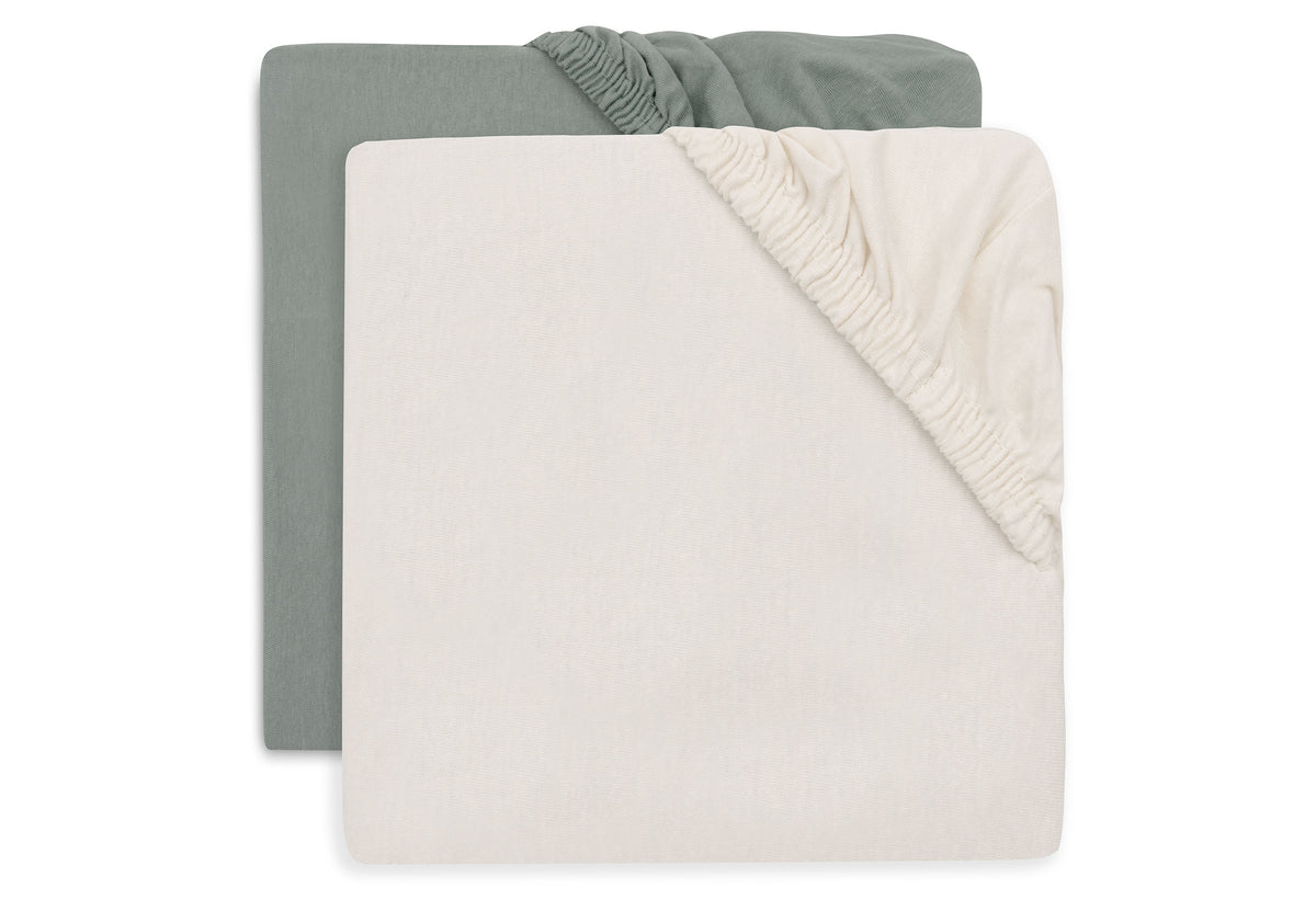 Jollein Dra-på lakan 60x120cm Sea Green/Ivory (2pack)