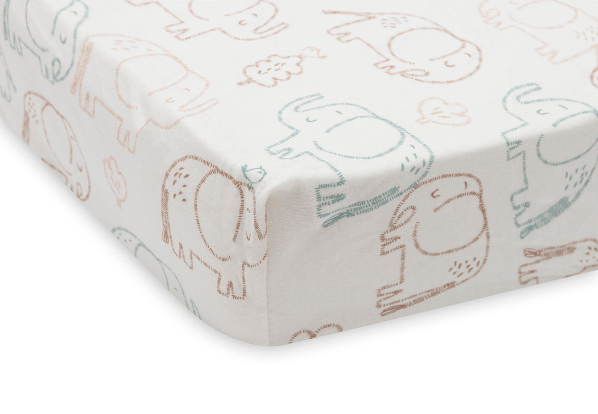 Fitted Sheet Jersey 60x120cm Elephant Tales