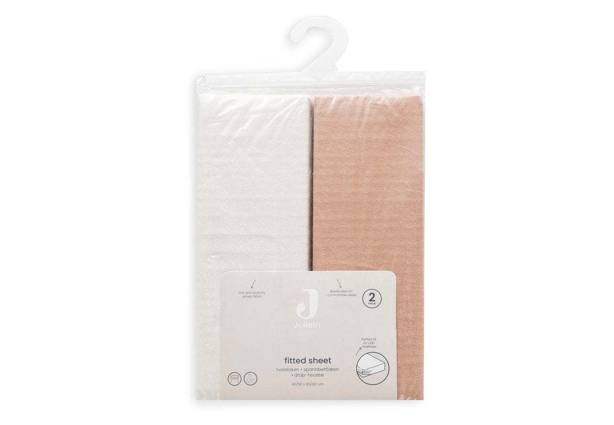 Jollein Dra-på-lakan Jersey 40/50x80/90cm L.Terra/Oatmeal (2pack)