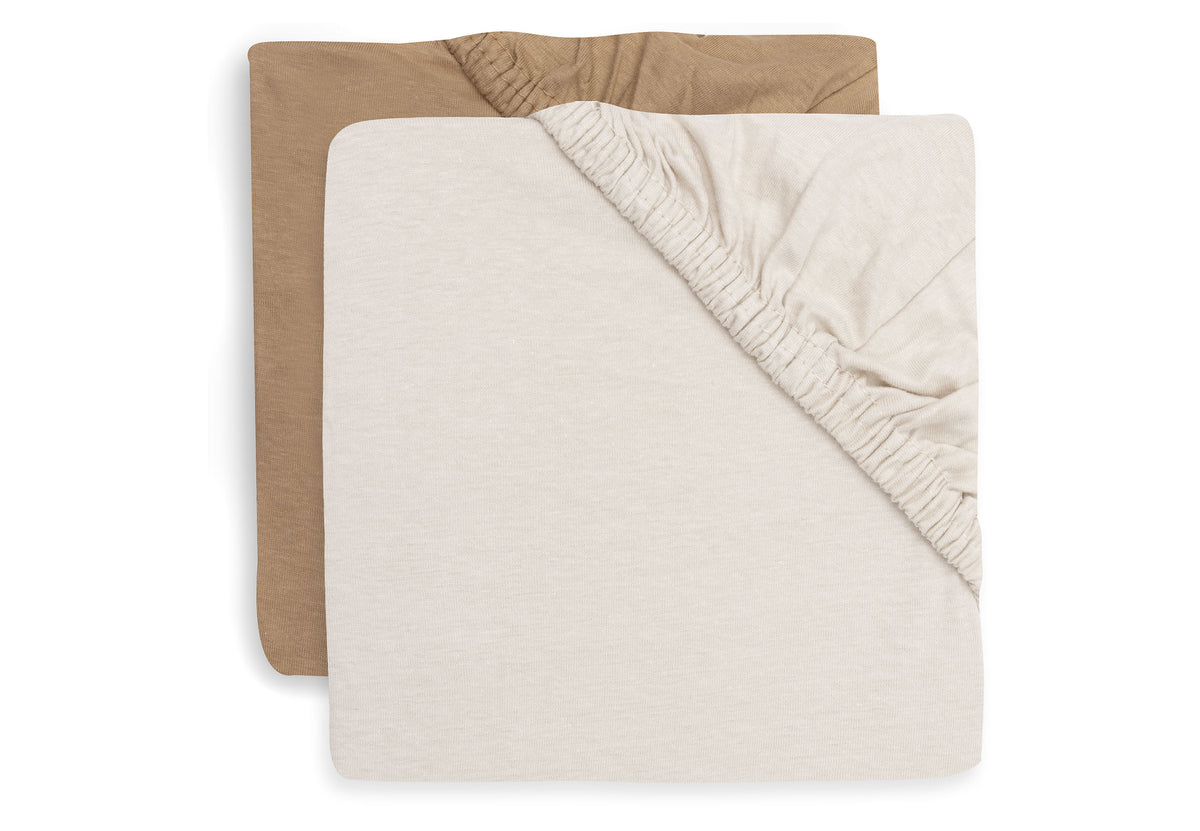 Jollein Dra-på-lakan Jersey 60x120cm Hazel/Oatmeal (2pack)