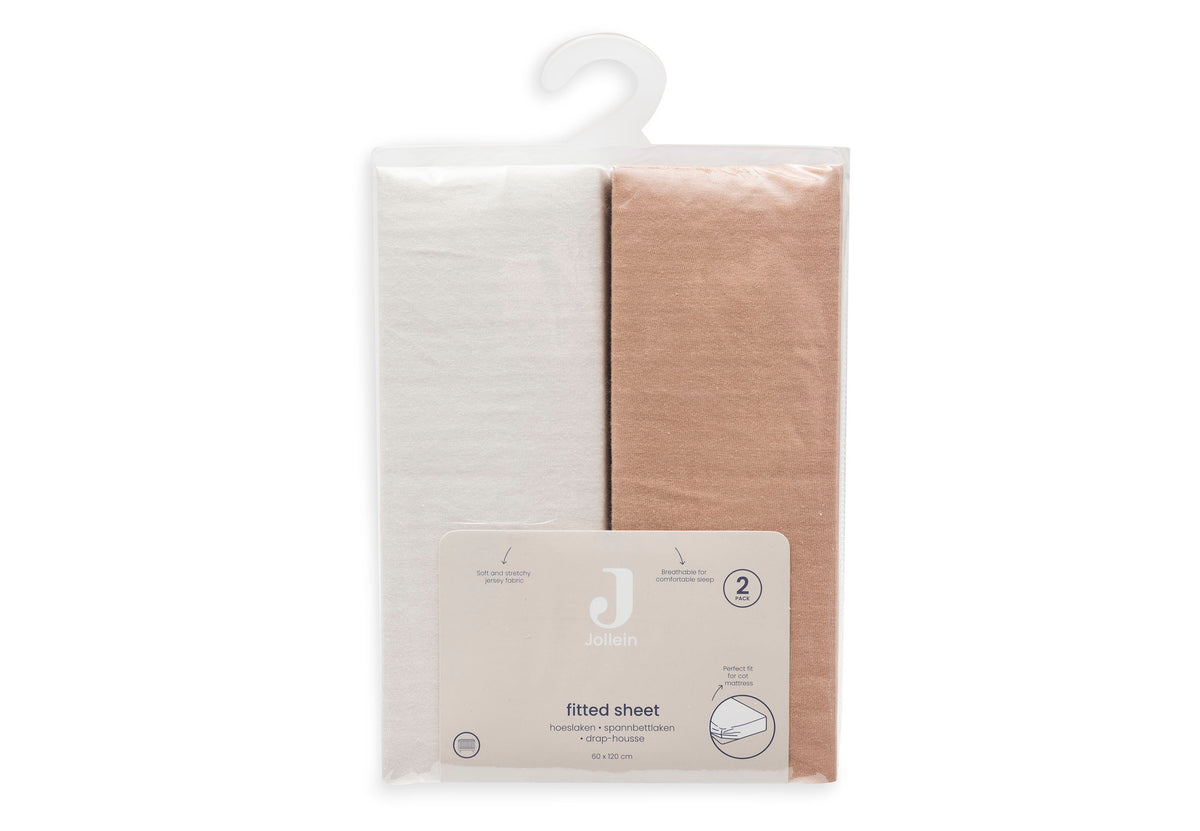 Jollein Dra-på-lakan Jersey 60x120cm Light Terra/Oatmeal (2pack)