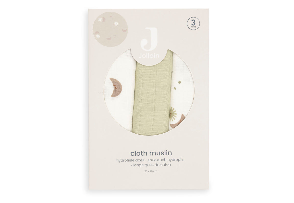 Jollein Muslinfilt 70x70cm Over the Moon (3pack)
