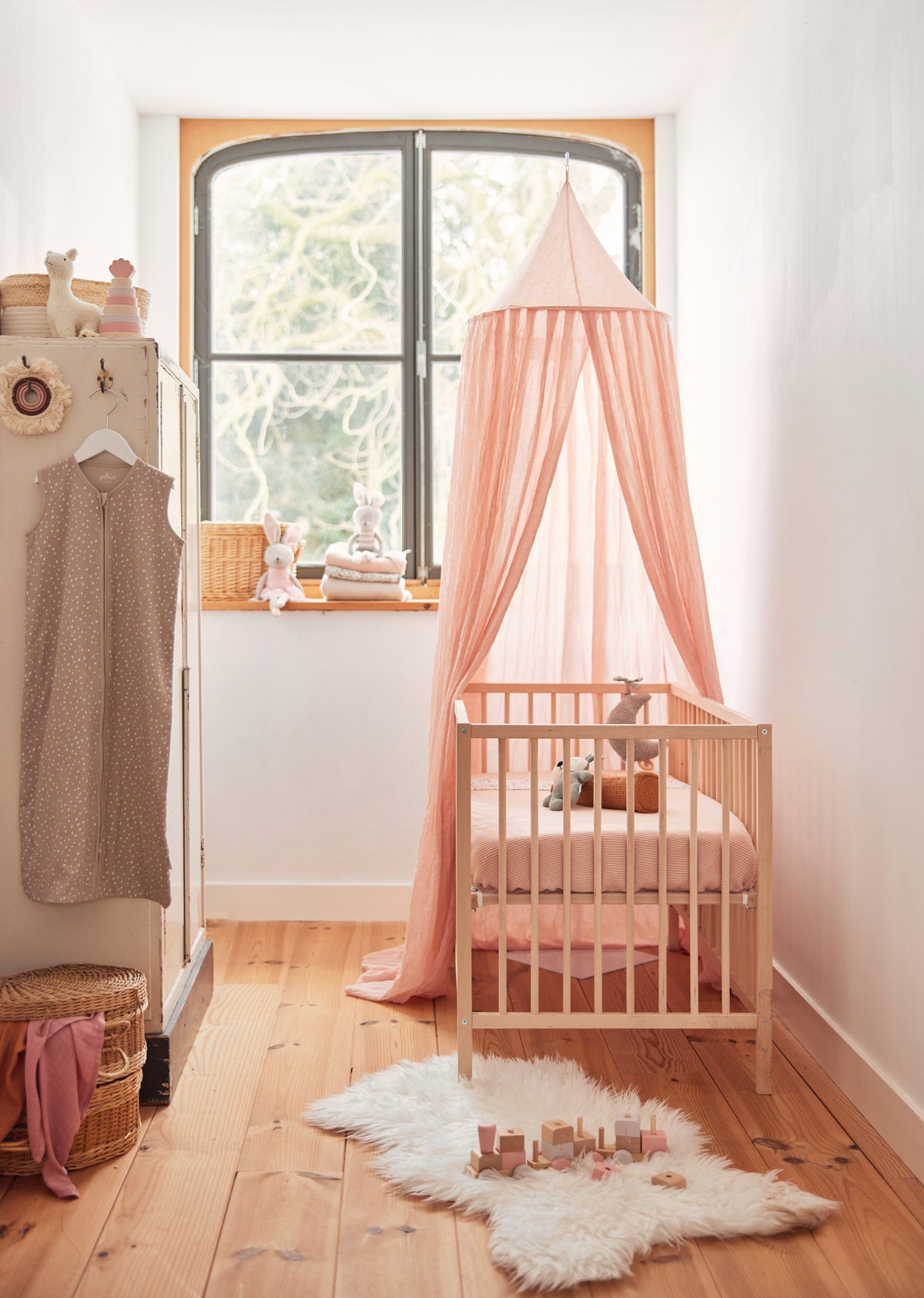 Jollein Sänghimmel vintage 245cm pale pink