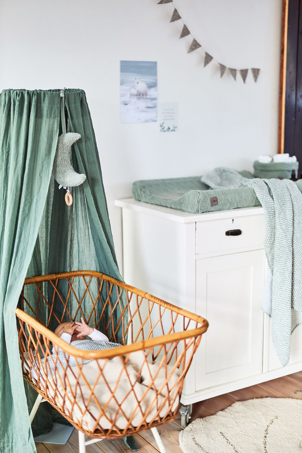 Jollein Sänghimmel vintage 155cm green