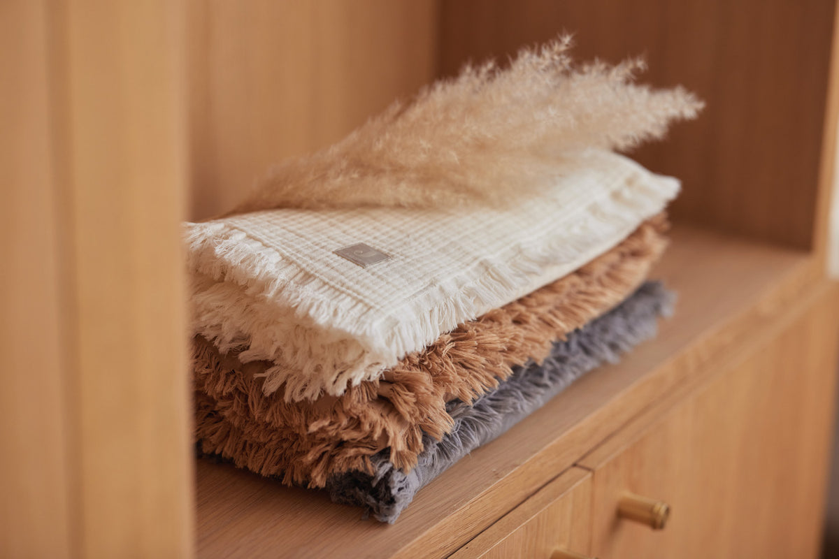 Jollein Fringe Muslinfilt 100% ekologisk bomull 75x100cm ivory