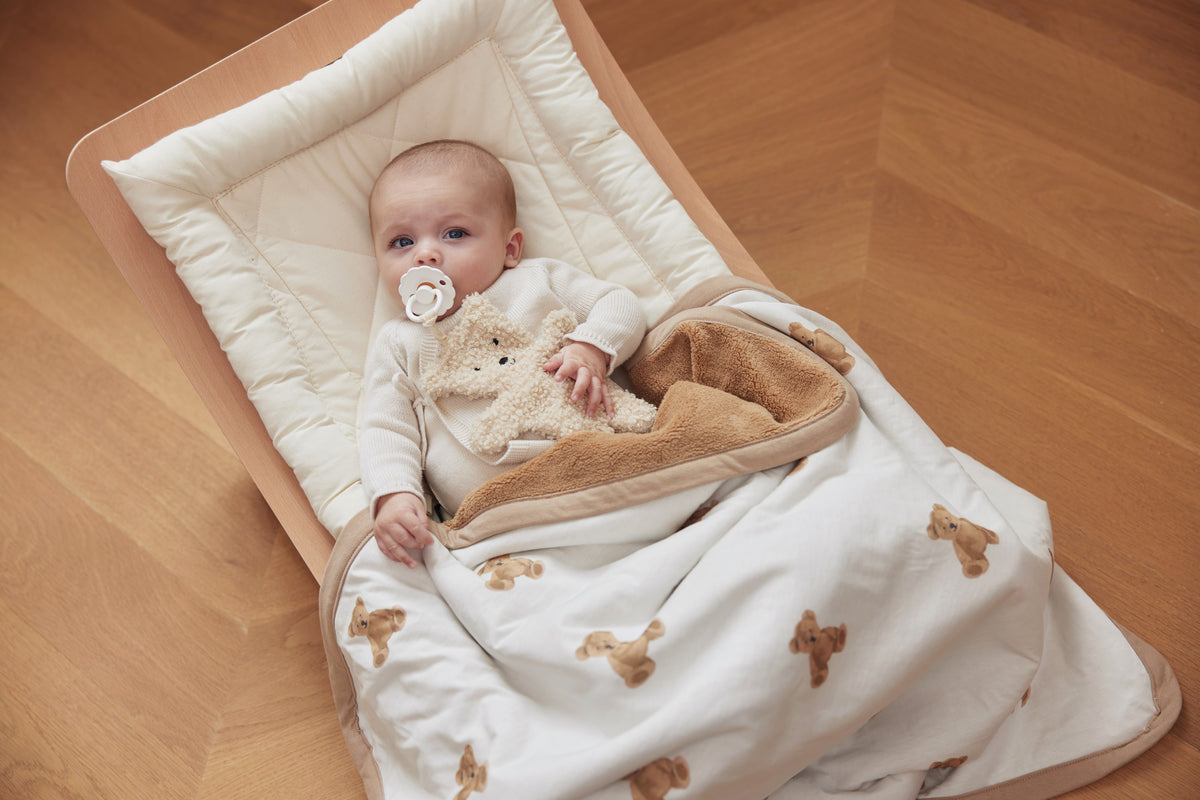 Jollein Pärlsammetfodrad bomullsfilt 75x100cm Teddy Bear