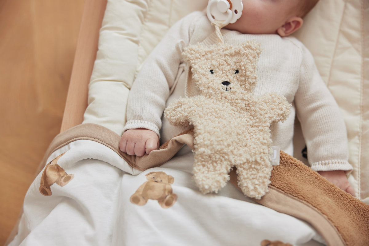 Jollein Pärlsammetfodrad bomullsfilt 75x100cm Teddy Bear