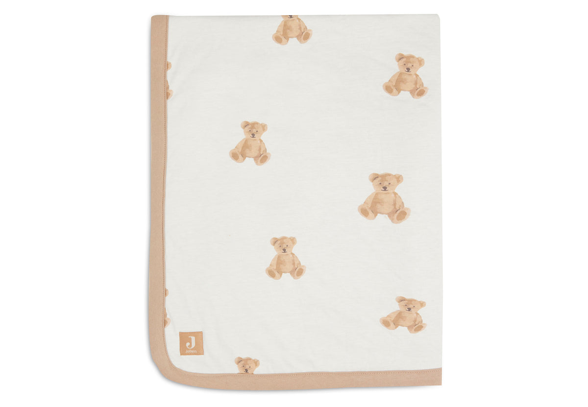Jollein Pärlsammetfodrad bomullsfilt 75x100cm Teddy Bear