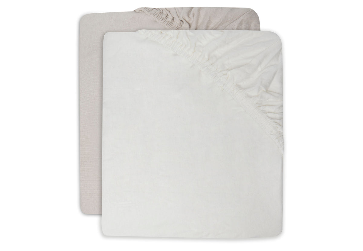 Jollein Dra-på lakan bomull 60x120cm Ivory/Nougat (2p)