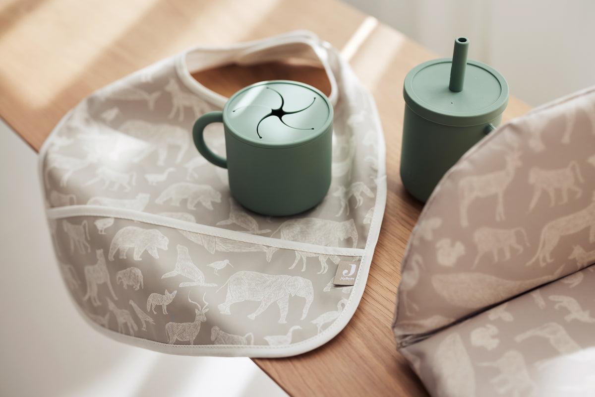 Jollein Haklapp Vattentät Animals Olive green (2pack)