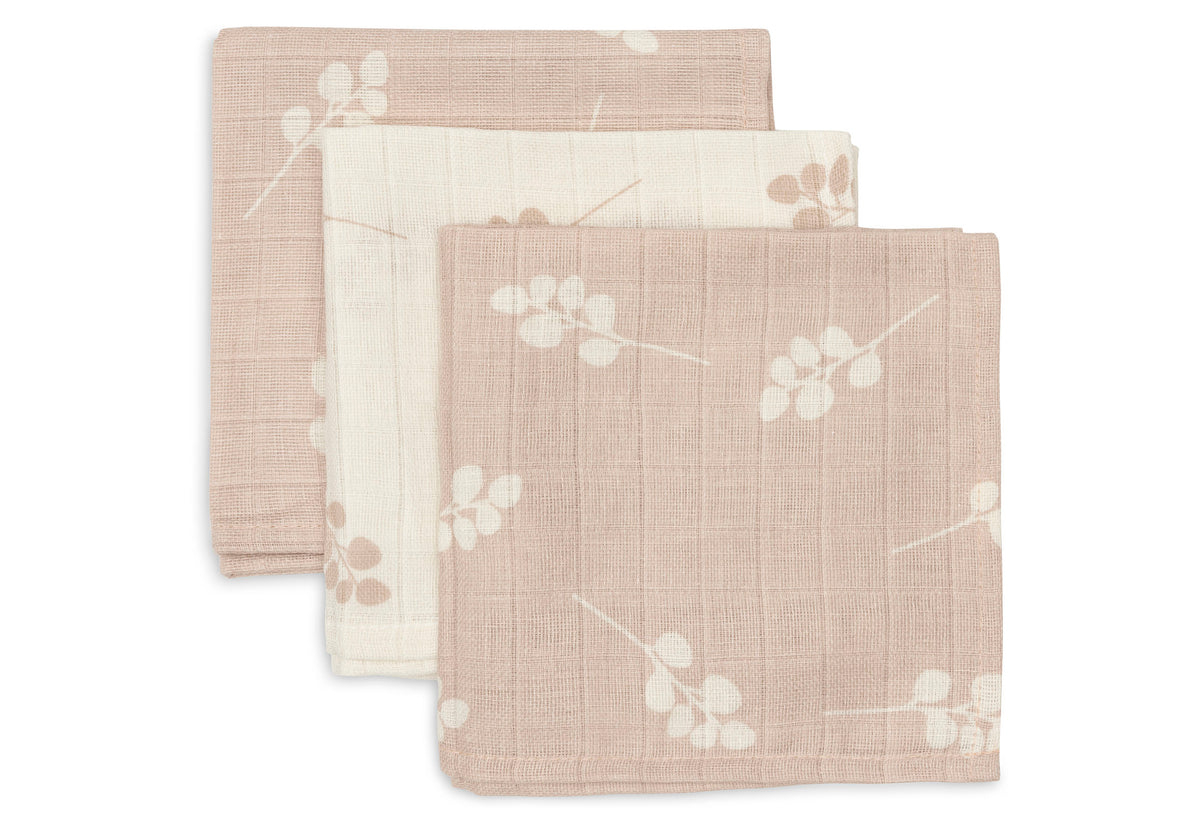 Jollein Muslin tvättlapp 31 x 31 cm Twig Wild Rose (3-pack)