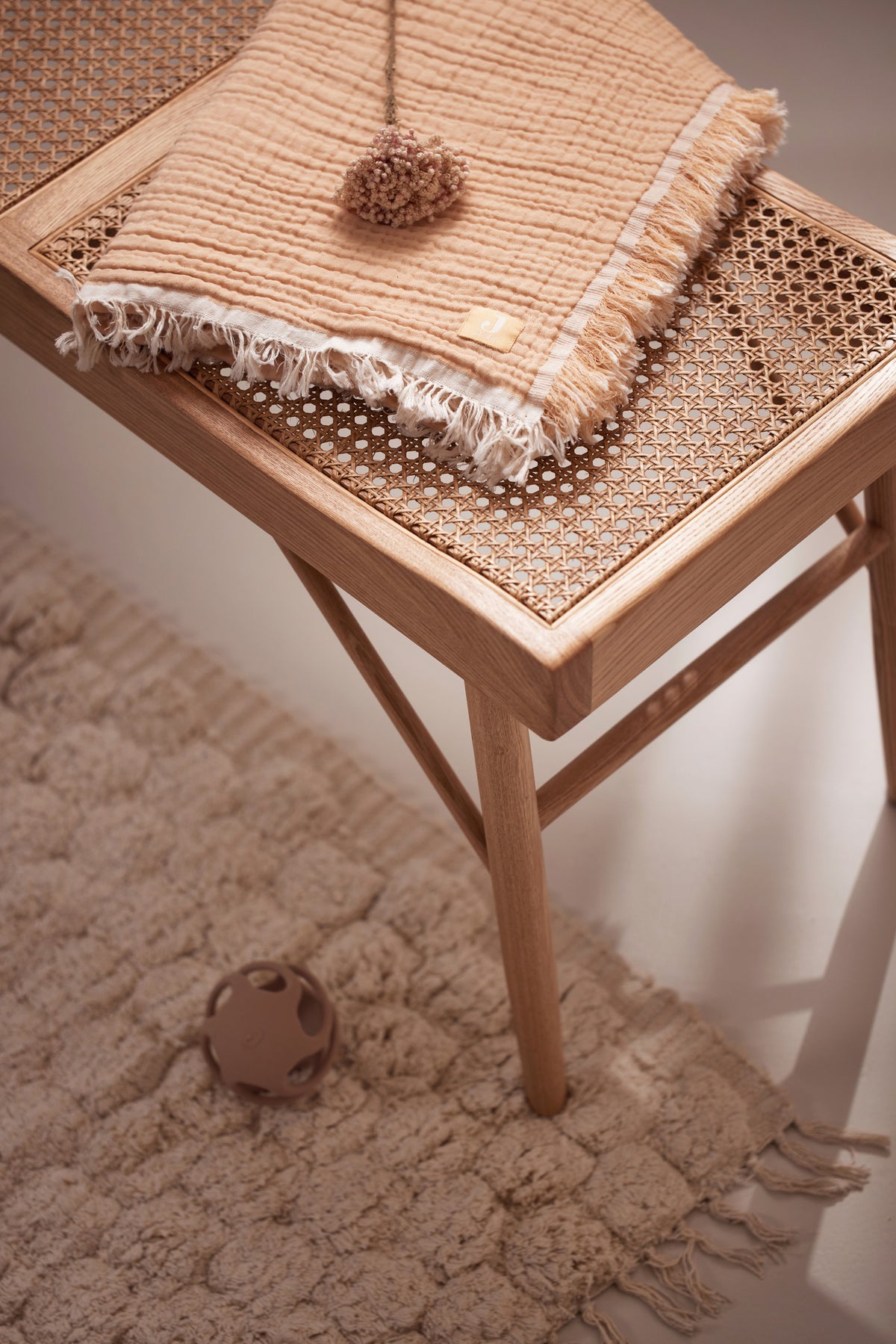Jollein Muslinfilt Fringe 75x100cm Moonstone/Ivory GOTS