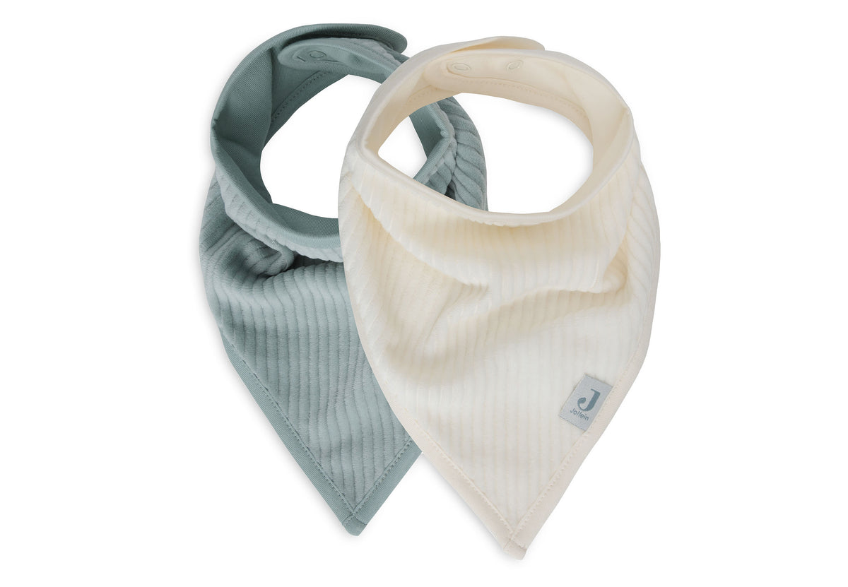Jollein Bib Bandana Velvet Rib Sea Green/Ivory (2pack)