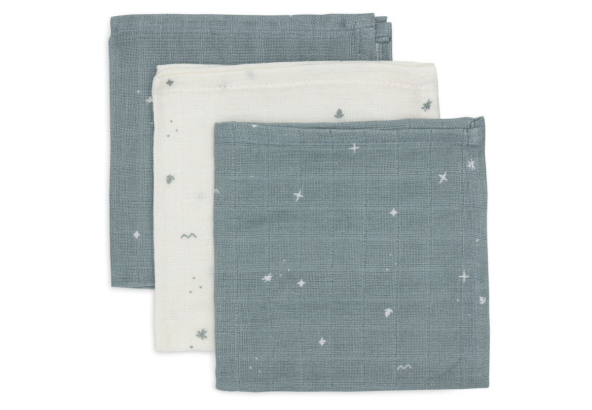 Jollein Muslin Tvättlapp 31x31cm Twinkling Sea Green 3pack