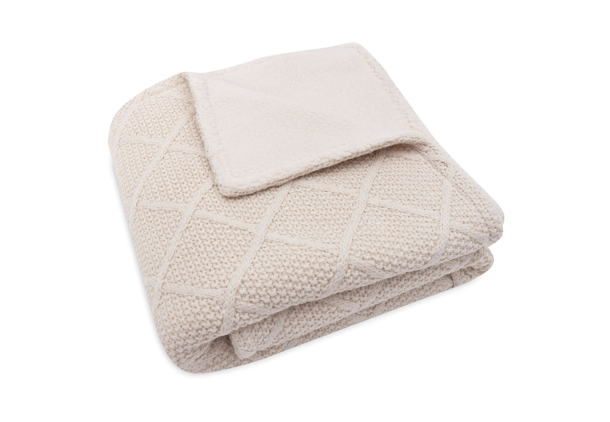 Jollein Filt 75x100cm Check Knit Oatmeal/Teddy Fleece