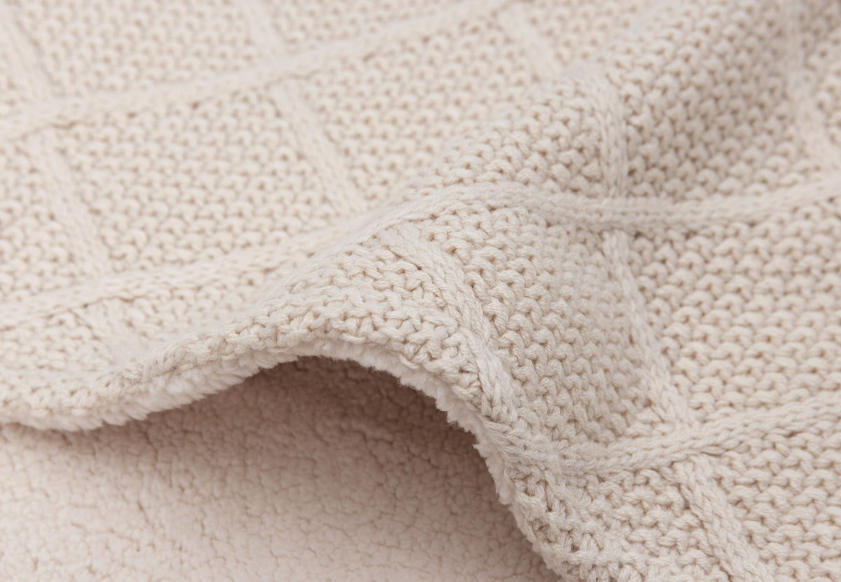 Jollein Filt 75x100cm Check Knit Oatmeal/Teddy Fleece
