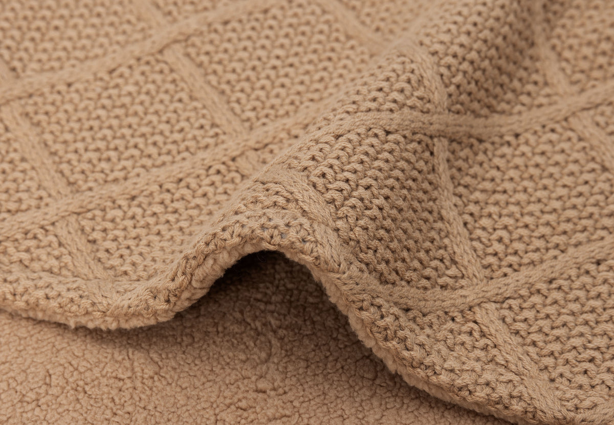 Jollein Filt 75x100cm Check Knit Biscuit/Teddy Fleece