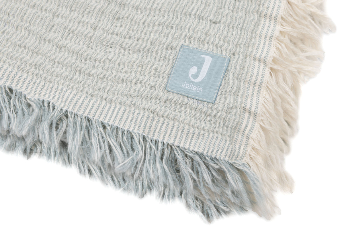 Jollein Filt Muslin 75x100cm Fringe Stripe Sea Green GOTS