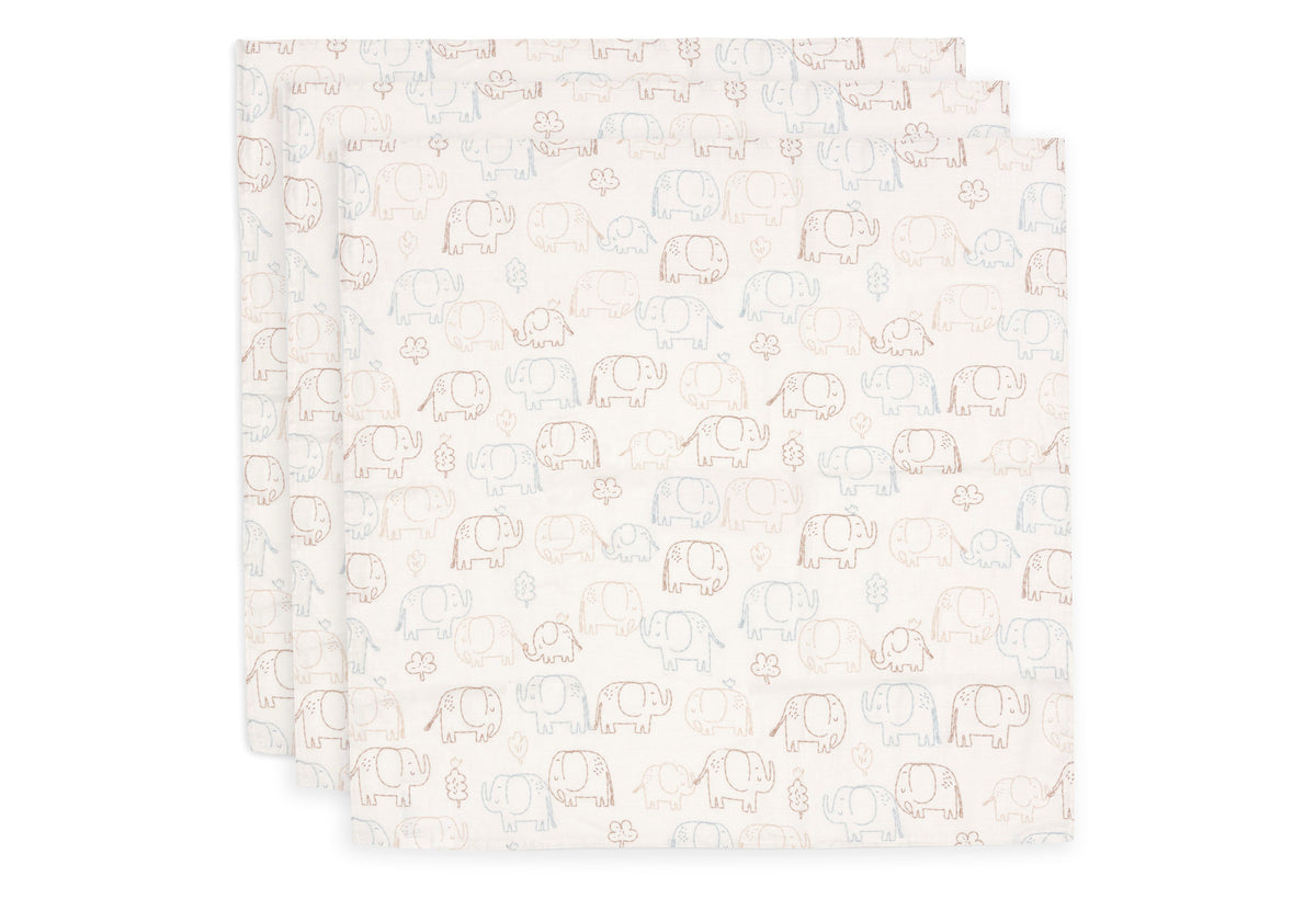 Jollein Muslinfilt 70x70cm Elephant Tales (3pack)