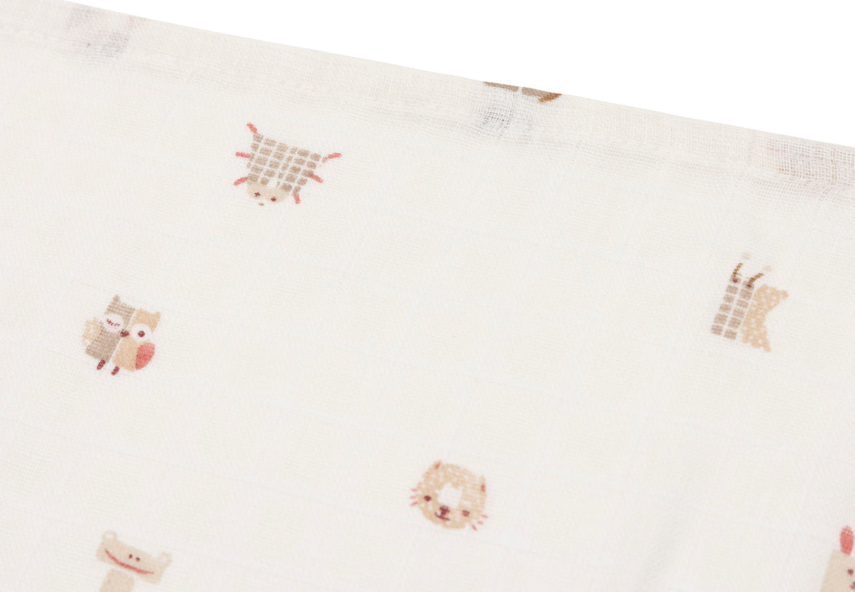 Jollein Muslinfilt 70x70cm Animal Friends (3pack)