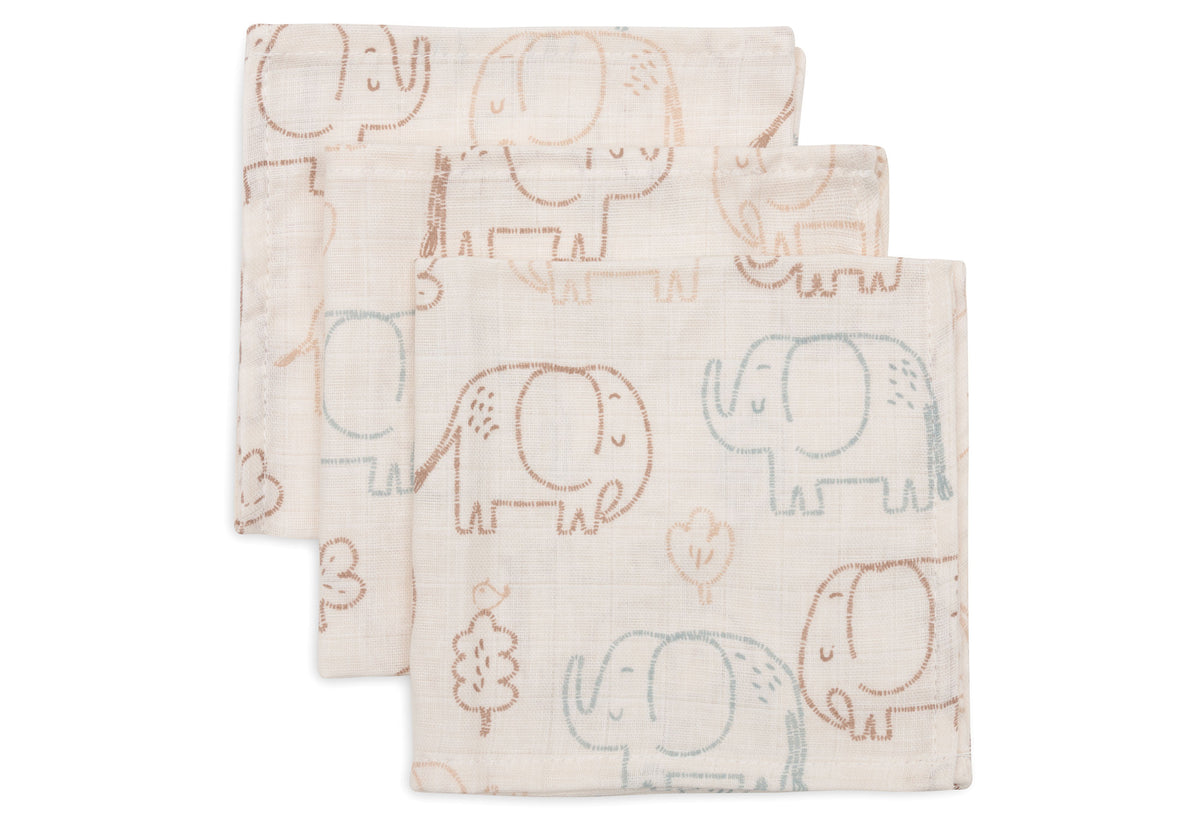 Jollein Muslin Tvättlapp Muslin 31x31cm Elephant Tales (3pack)