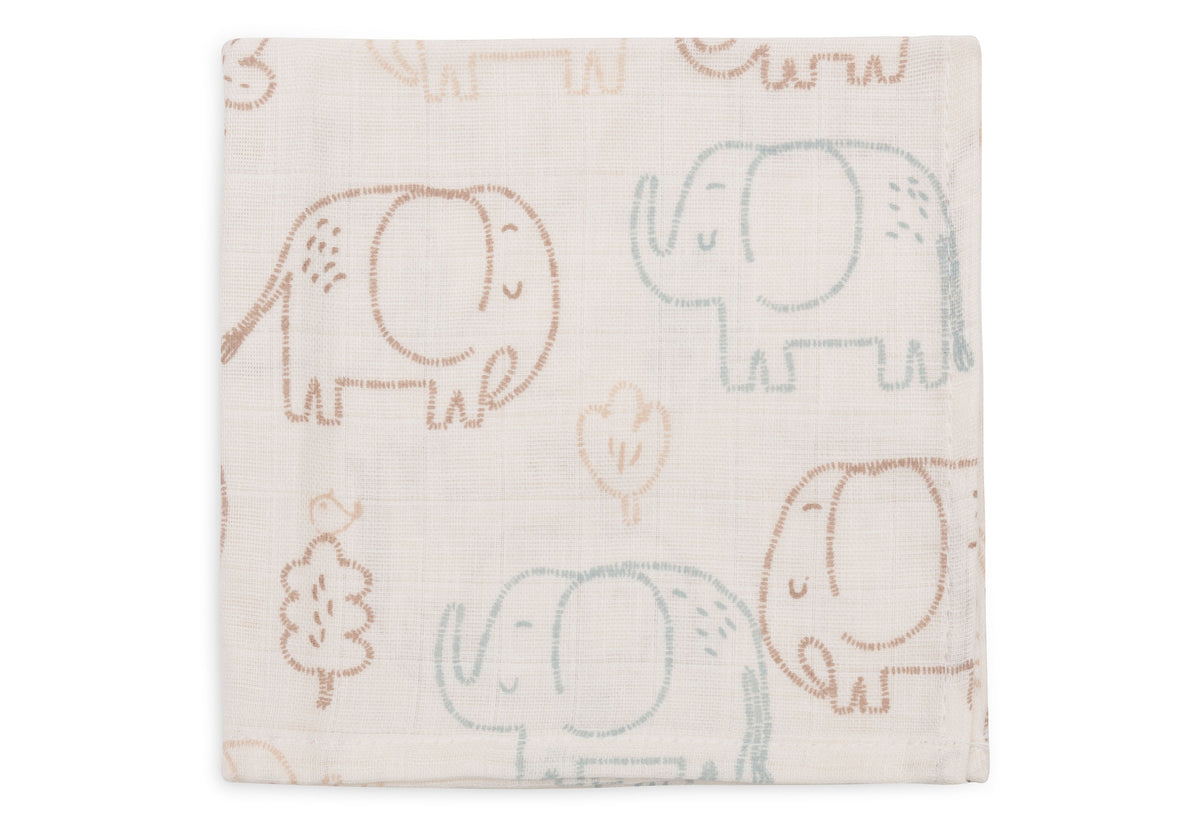 Jollein Muslin Tvättlapp Muslin 31x31cm Elephant Tales (3pack)