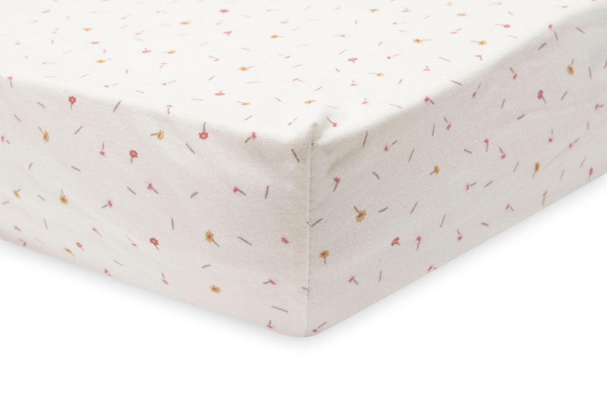 Jollein Dra-på lakan Jersey 60x120cm Pretty Picnic Flower Drops