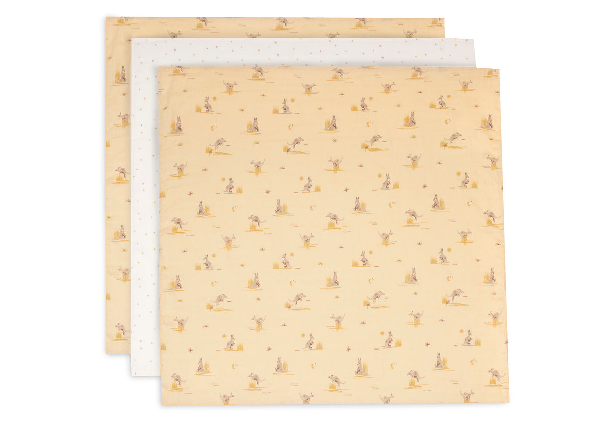 Jollein Muslinfilt 70x70cm Kangaroots (3pack)