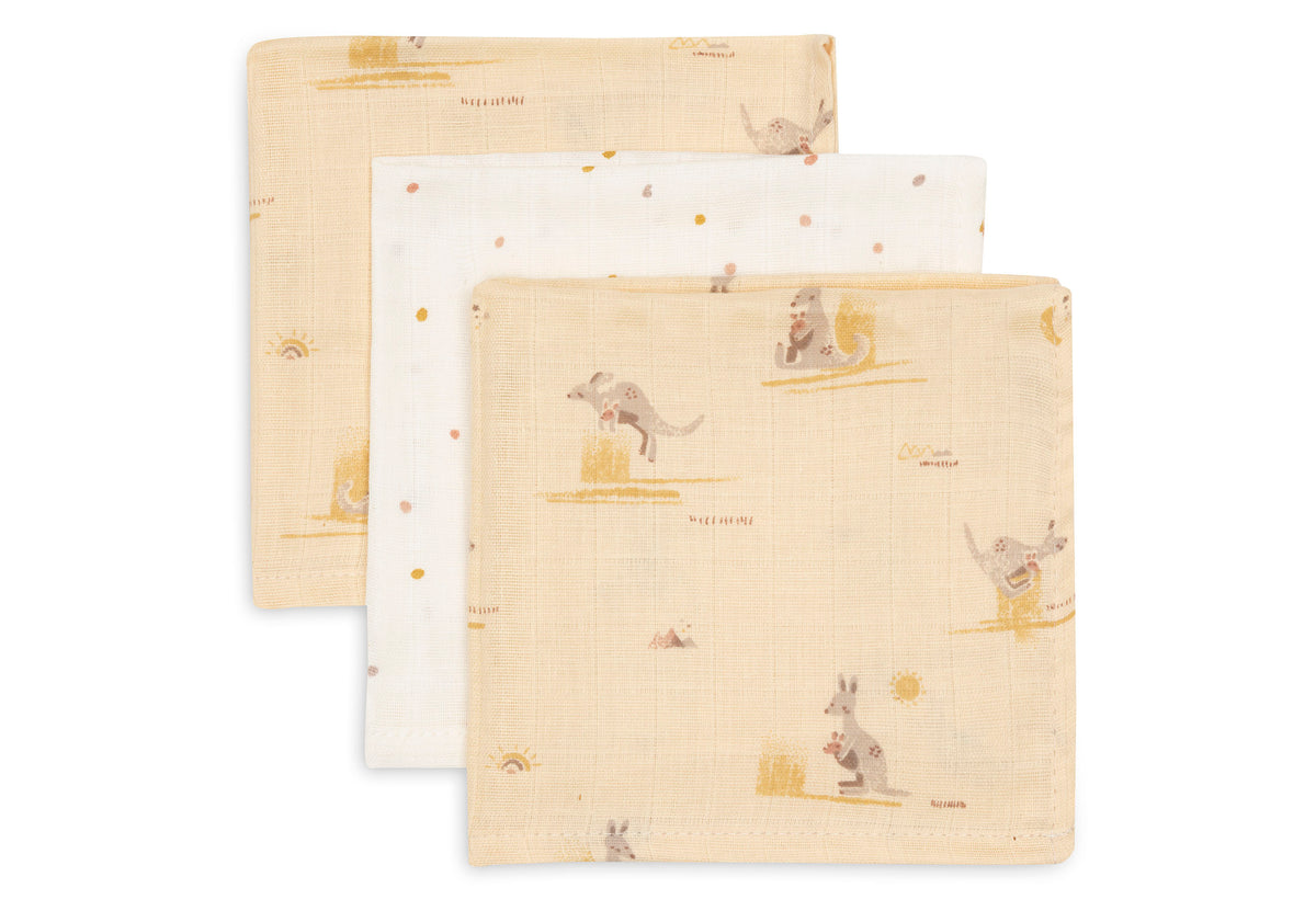 Jollein Tvättlapp Muslin 31x31cm Kangaroots (3pack)