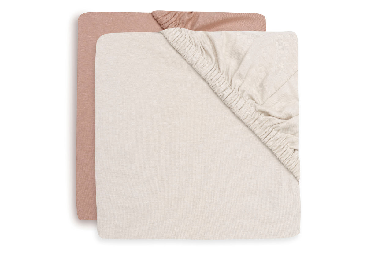 Jollein Dra-på-lakan Jersey 60x120cm Light Terra/Oatmeal (2pack)