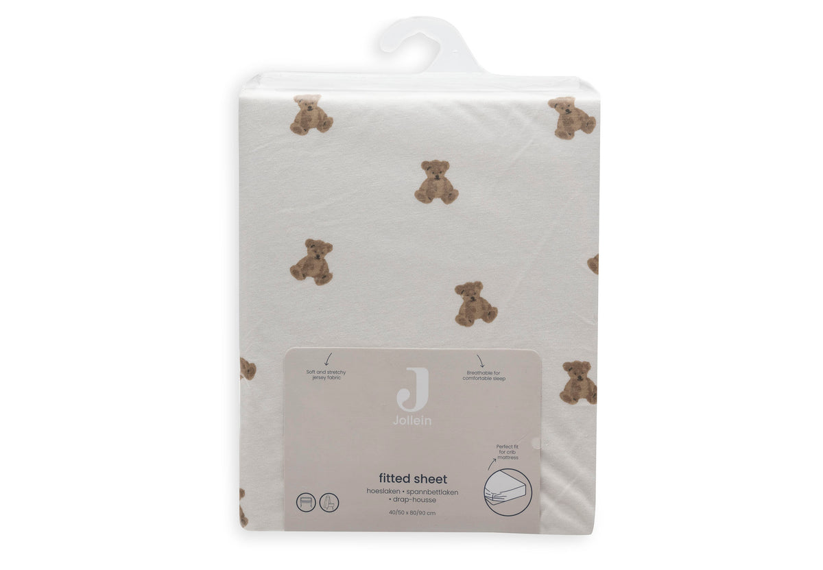 Jollein Dra-på-lakan Jersey 40/50x80/90cm Mini Teddy Bear