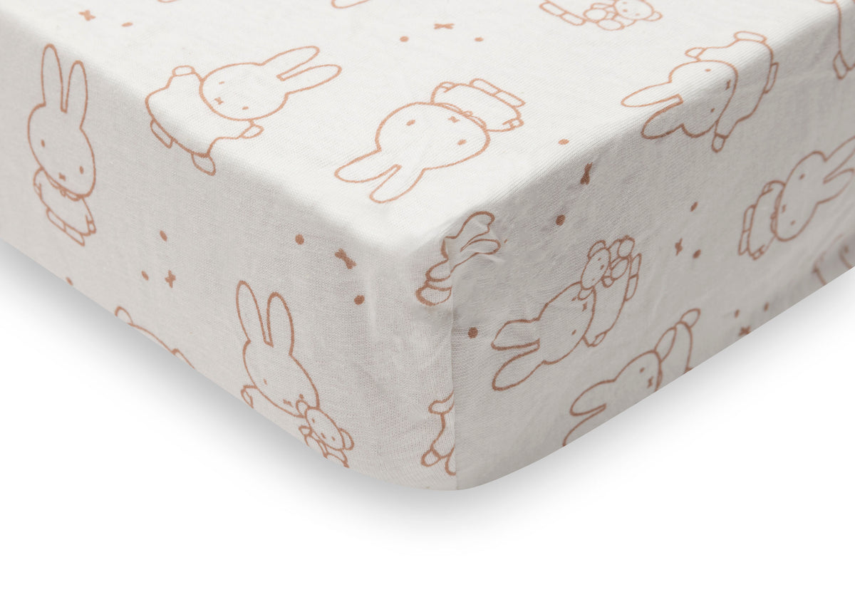 Jollein Dra-på-lakan Jersey 40/50x80/90cm Miffy Moments Light Terra