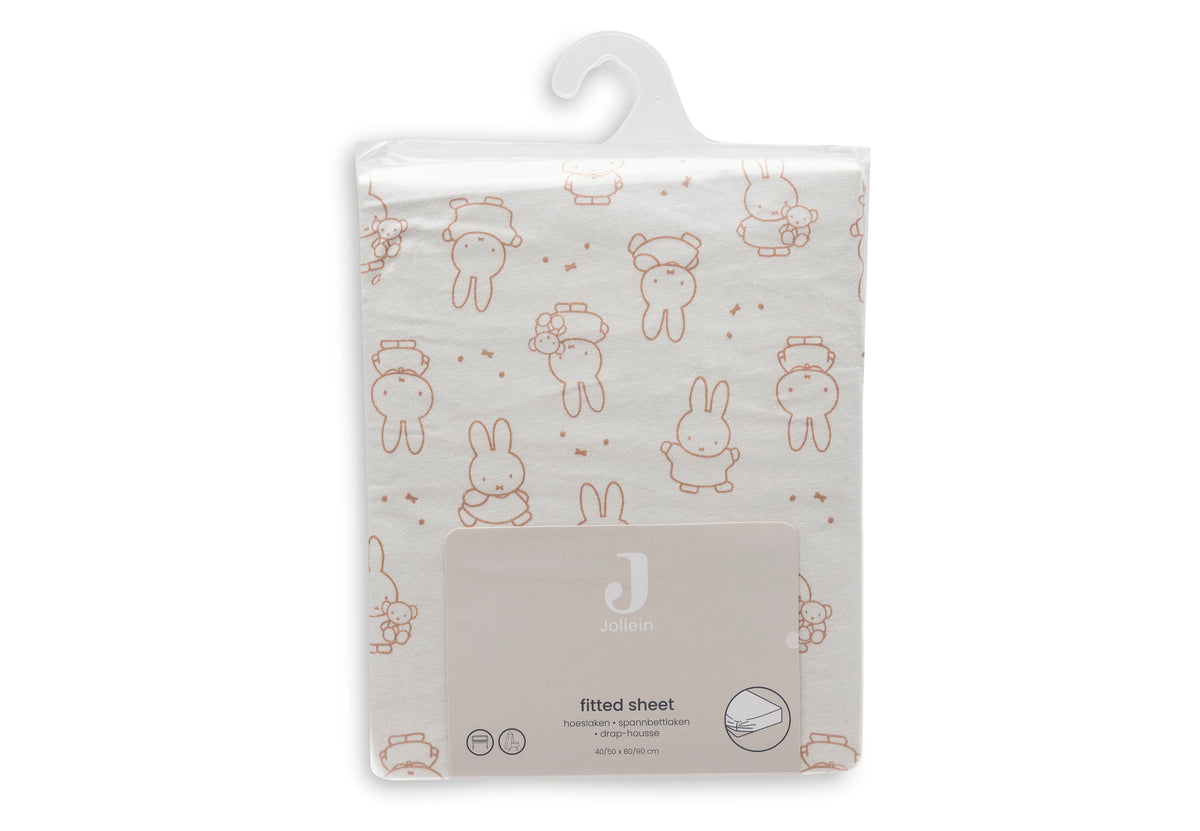 Jollein Dra-på-lakan Jersey 40/50x80/90cm Miffy Moments Light Terra