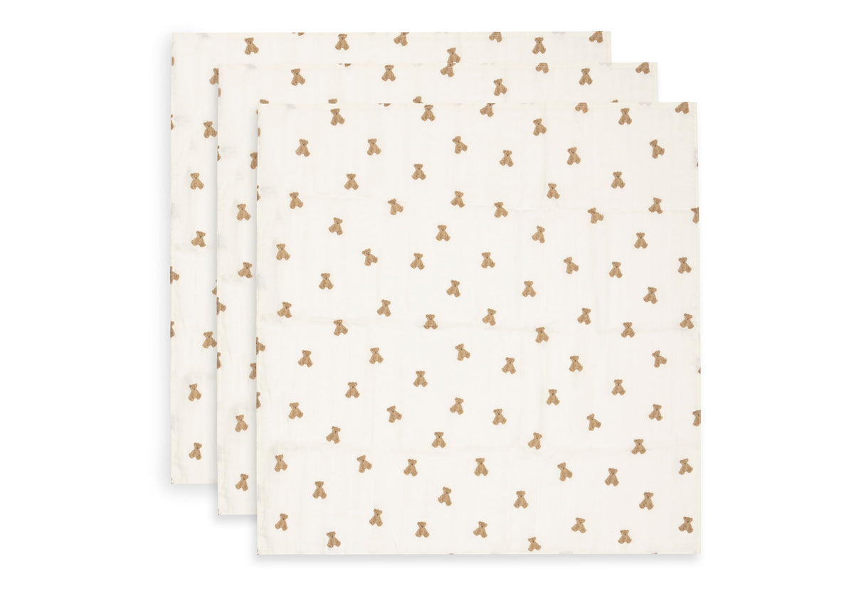 Jollein Muslinfilt 70x70cm Mini Teddy Bear (3pack)