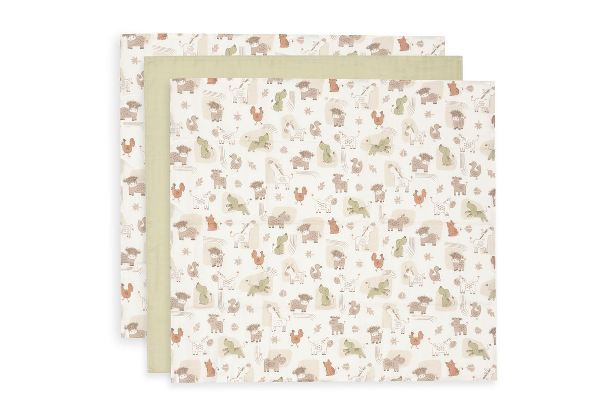 Jollein Muslinfilt 70x70cm Barn Buddies (3pack)
