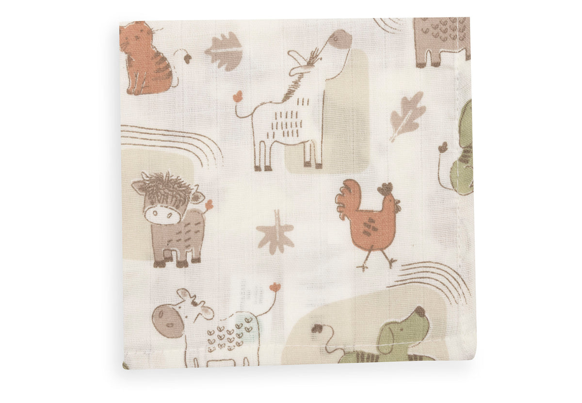 Jollein Tvättlapp i Muslin 31x31cm Barn Buddies (3pack)